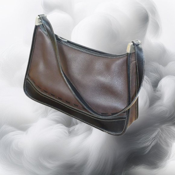 Brighton Brown And Black Two Tone Leather Vintage Shoulder Style Bag (EU… - Picture 1 of 9